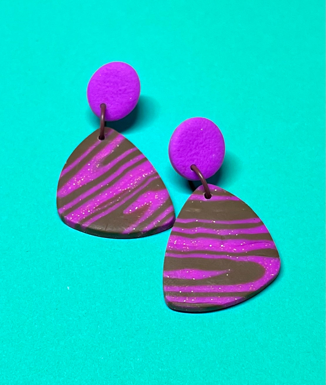Braun-pinke Ohrringe, handgemacht