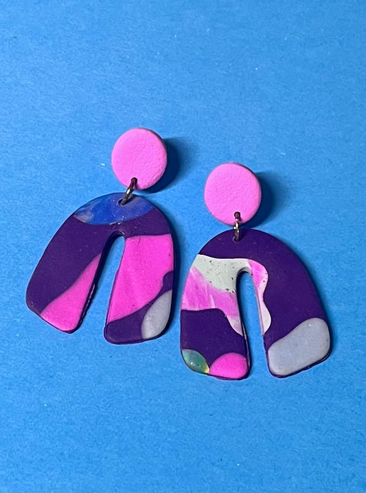 Lilafarbene Ohrringe, handgemacht, farbenfroh