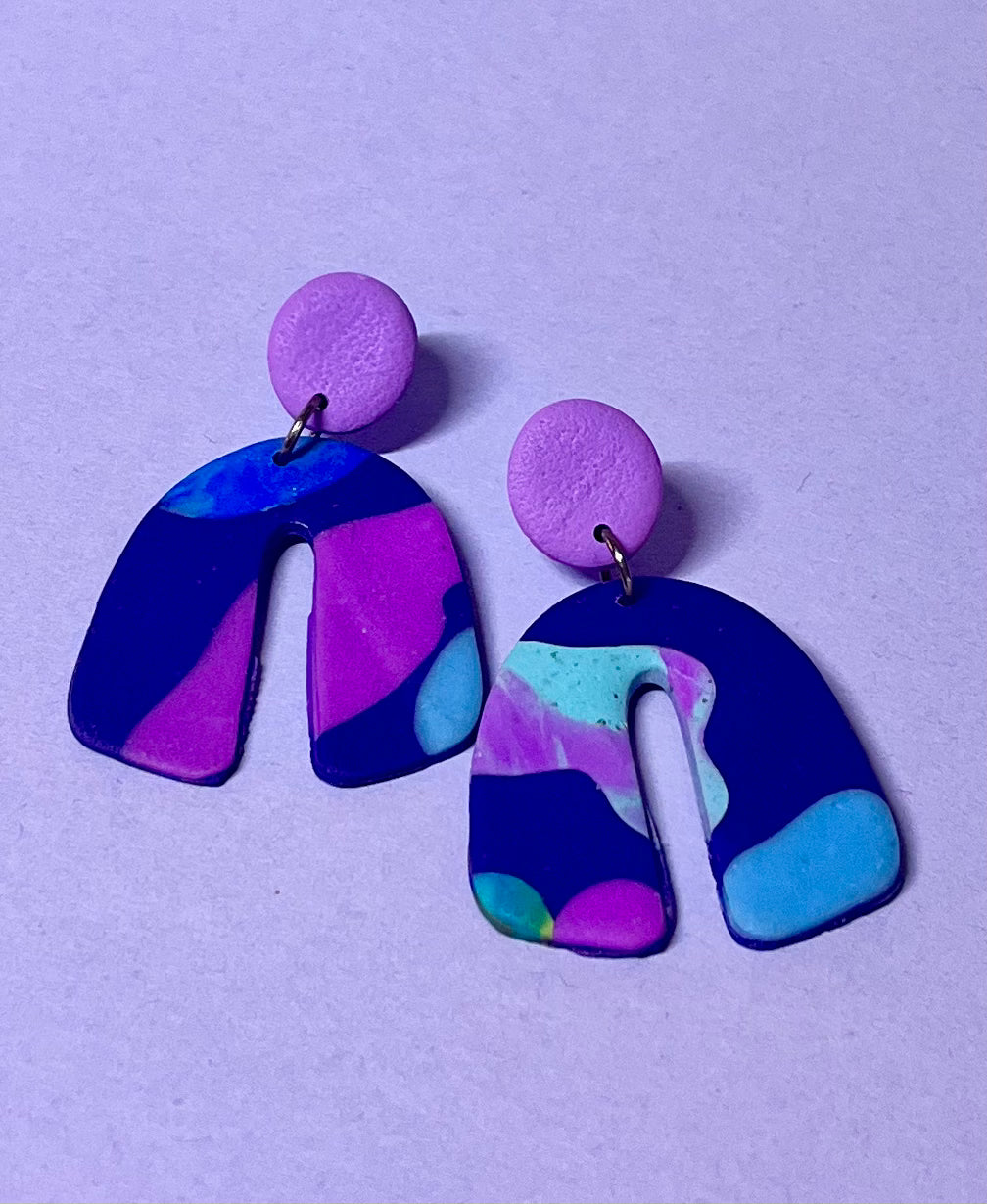 Lilafarbene Ohrringe, handgemacht, farbenfroh