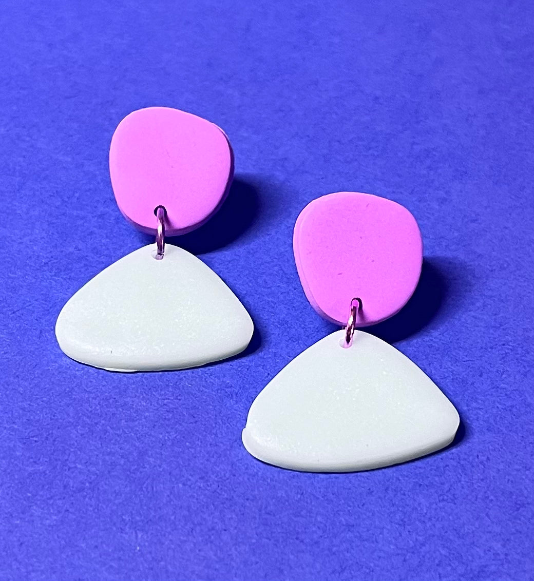 Handgemachte Ohrringe mint und violet