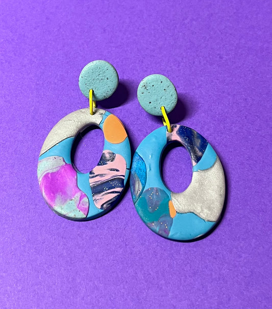 Bunte, auffällige Ohrringe aus Polymer Clay, handgemacht in Berlin